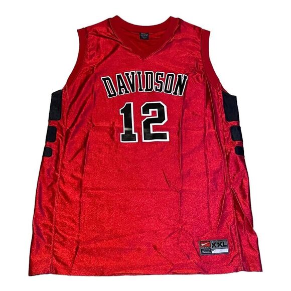 VTG Nike Team NCAA Davidson Wildcats‎ #12 Red Basketball Jersey Rare Adult XXL - Picture 1 of 7